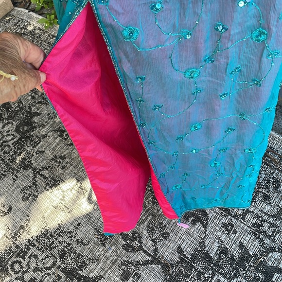 Papel boutique evening, silk floral beaded strapless gown - Picture 6 of 12